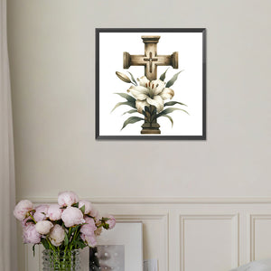 Cross Lily 30*30CM(Picture) Full Square Drill Diamond Painting