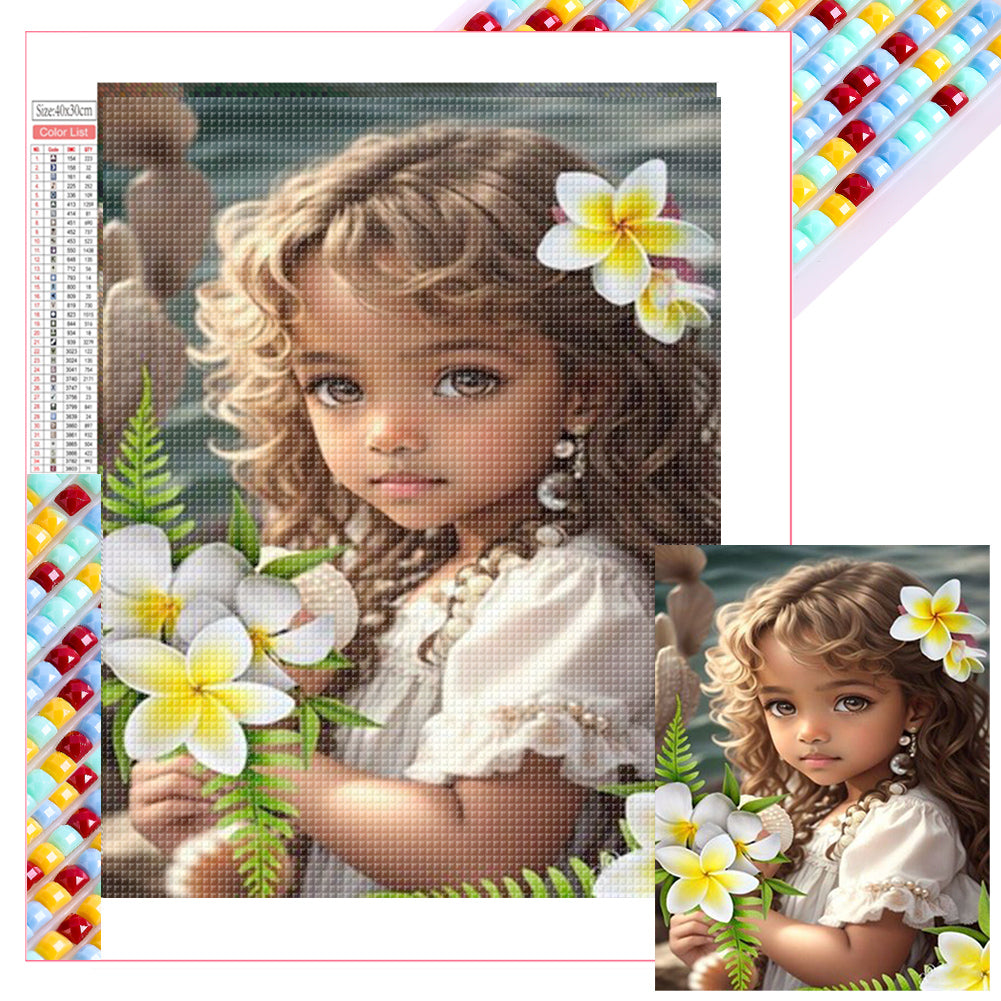 Girl With Flowers 30*40CM(Picture) Full Square Drill Diamond Painting