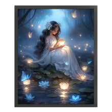 Load image into Gallery viewer, Girl Putting Lantern By Lake - 50*60CM 11CT Stamped Cross Stitch
