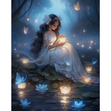 Load image into Gallery viewer, Girl Putting Lantern By Lake - 50*60CM 11CT Stamped Cross Stitch
