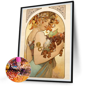 Mucha Girl 30*40CM(Canvas) Full Round Drill Diamond Painting