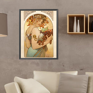 Mucha Girl 30*40CM(Canvas) Full Round Drill Diamond Painting