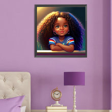 Load image into Gallery viewer, Casual Short Sleeve Curly Hair Girls 50*50CM(Canvas) Full Round Drill Diamond Painting
