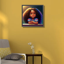 Load image into Gallery viewer, Casual Short Sleeve Curly Hair Girls 50*50CM(Canvas) Full Round Drill Diamond Painting
