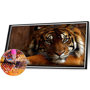 Tiger 50*30CM(Canvas) Full Round Drill Diamond Painting