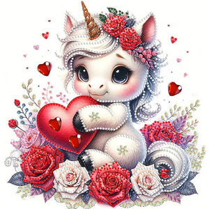 Love Unicorn 30*30CM(Canvas) Partial Special Shaped Drill Diamond Painting