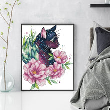 Load image into Gallery viewer, Chocolate Cat Among Flowers - 21*27CM 14CT Stamped Cross Stitch(Joy Sunday)
