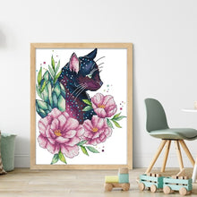 Load image into Gallery viewer, Chocolate Cat Among Flowers - 21*27CM 14CT Stamped Cross Stitch(Joy Sunday)
