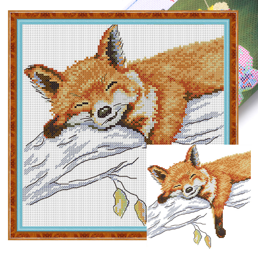 Sleeping Fox - 26*26CM 14CT Stamped Cross Stitch(Joy Sunday)