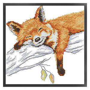 Sleeping Fox - 26*26CM 14CT Stamped Cross Stitch(Joy Sunday)