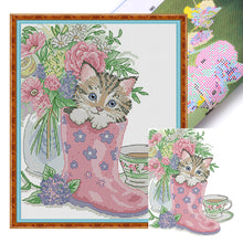 Load image into Gallery viewer, Kitten In Rain Boots - 28*33CM 14CT Stamped Cross Stitch(Joy Sunday)
