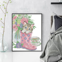Load image into Gallery viewer, Kitten In Rain Boots - 28*33CM 14CT Stamped Cross Stitch(Joy Sunday)
