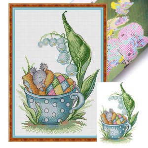 Little Mouse In Sleep - 21*30CM 14CT Stamped Cross Stitch(Joy Sunday)