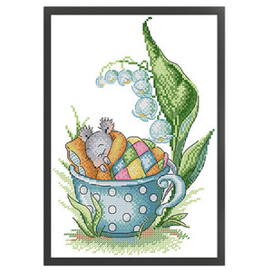 Little Mouse In Sleep - 21*30CM 14CT Stamped Cross Stitch(Joy Sunday)