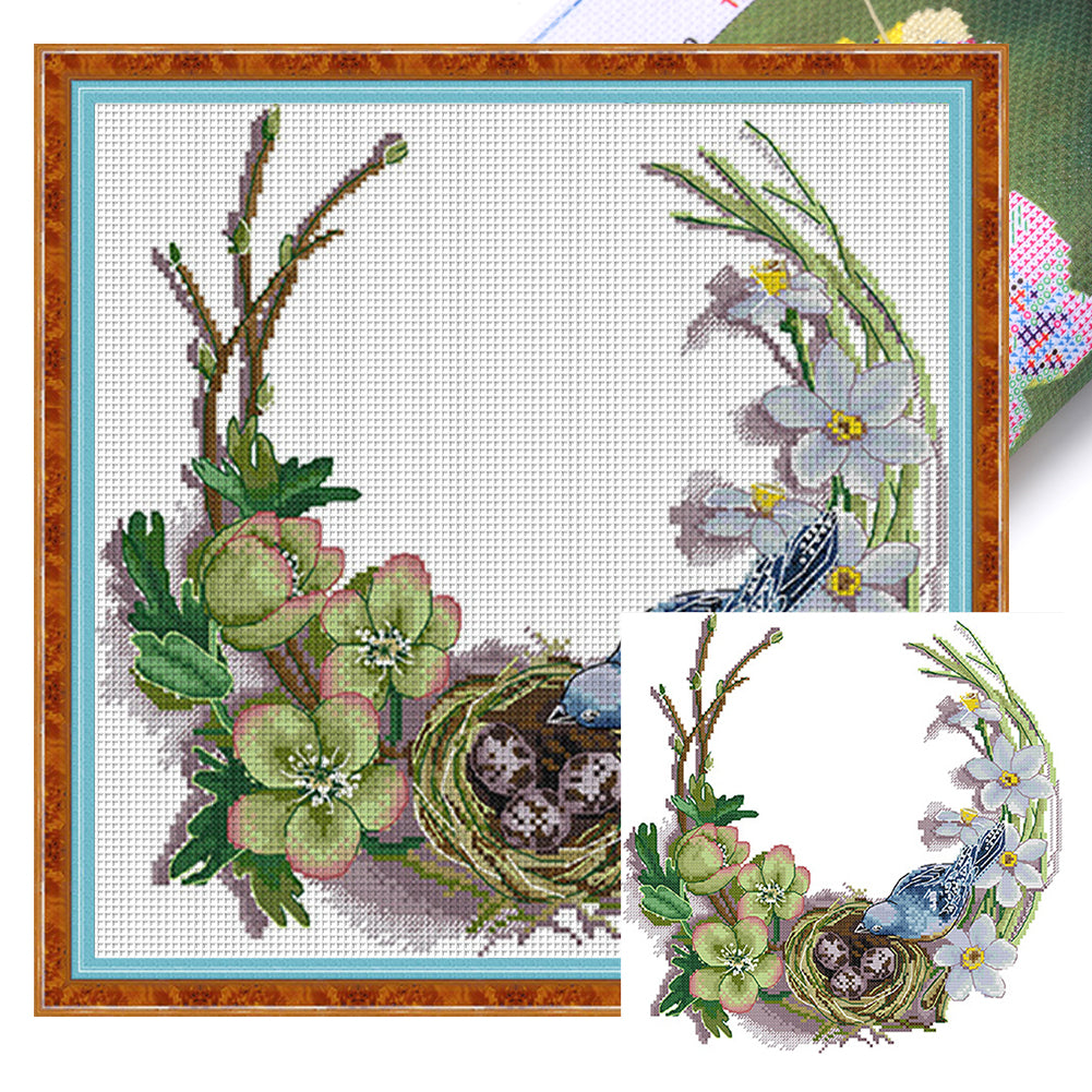 Bird'S Nest Garland - 34*33CM 14CT Stamped Cross Stitch(Joy Sunday)