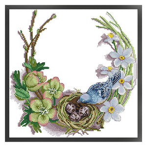 Bird'S Nest Garland - 34*33CM 14CT Stamped Cross Stitch(Joy Sunday)