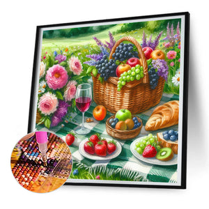 Spring Outdoor Flowers And Fruits 30*30CM(Canvas) Full Round Drill Diamond Painting