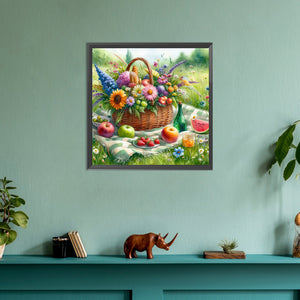 Spring Outdoor Flowers And Fruits 30*30CM(Canvas) Full Round Drill Diamond Painting