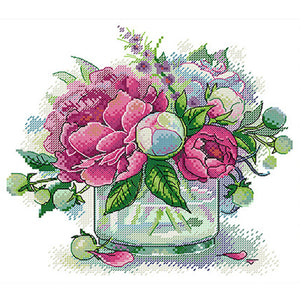 Peony 2 - 31*29CM 14CT Stamped Cross Stitch(Joy Sunday)