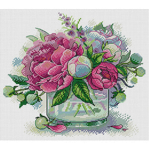 Peony 2 - 31*29CM 14CT Stamped Cross Stitch(Joy Sunday)