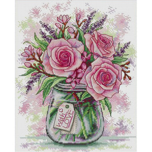 Rose And Lavender - 29*35CM 14CT Stamped Cross Stitch(Joy Sunday)