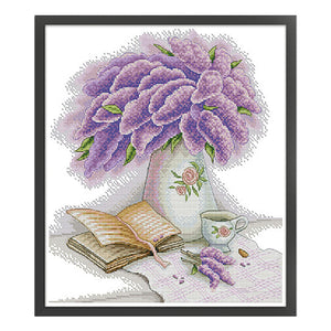 Hyacinth And Book - 34*37CM 14CT Stamped Cross Stitch(Joy Sunday)