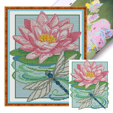 Load image into Gallery viewer, Dragonfly And Lotus - 22*29CM 14CT Stamped Cross Stitch(Joy Sunday)
