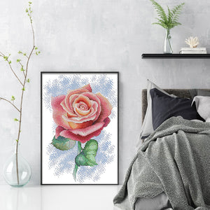 Pink Rose - 23*33CM 14CT Stamped Cross Stitch(Joy Sunday)