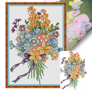 Wildflower Bouquet - 18*28CM 14CT Stamped Cross Stitch(Joy Sunday)