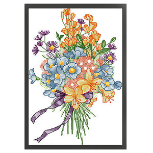 Wildflower Bouquet - 18*28CM 14CT Stamped Cross Stitch(Joy Sunday)
