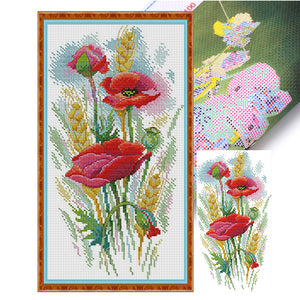 The Charm Of Poppy Flowers - 19*37CM 14CT Stamped Cross Stitch(Joy Sunday)