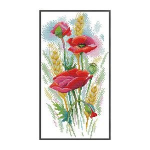 The Charm Of Poppy Flowers - 19*37CM 14CT Stamped Cross Stitch(Joy Sunday)