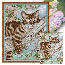 Load image into Gallery viewer, Lazy Cat In Tree - 22*31CM 14CT Stamped Cross Stitch(Joy Sunday)
