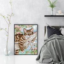Load image into Gallery viewer, Lazy Cat In Tree - 22*31CM 14CT Stamped Cross Stitch(Joy Sunday)
