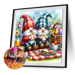 Picnic Gnome 30*30CM(Canvas) Full Round Drill Diamond Painting