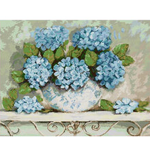 Load image into Gallery viewer, Blue Hydrangeas - 58*48CM 14CT Stamped Cross Stitch(Joy Sunday)
