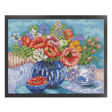Load image into Gallery viewer, Vase And Fruits On The Table - 44*36CM 14CT Stamped Cross Stitch(Joy Sunday)
