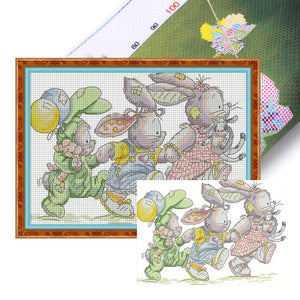 Patch Rabbit(3) - 36*27CM 14CT Stamped Cross Stitch(Joy Sunday)