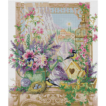 Load image into Gallery viewer, Window Sill Covered With Flowers - 48*54CM 14CT Stamped Cross Stitch(Joy Sunday)
