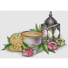 Load image into Gallery viewer, Lemon Green Tea Cake - 28*21CM 14CT Stamped Cross Stitch(Joy Sunday)
