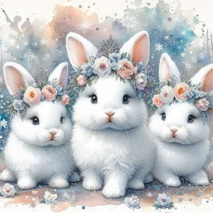 Three Rabbits 30*30CM(Canvas) Full Round Drill Diamond Painting