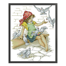 Load image into Gallery viewer, Girl And Pigeon - 28*33CM 14CT Stamped Cross Stitch(Joy Sunday)
