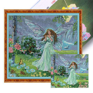 Butterfly Fairy In Blue - 49*43CM 14CT Stamped Cross Stitch(Joy Sunday)
