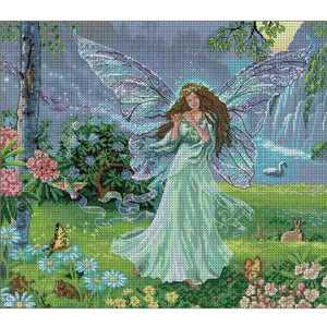 Butterfly Fairy In Blue - 49*43CM 14CT Stamped Cross Stitch(Joy Sunday)