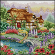 Load image into Gallery viewer, Flower House - 43*43CM 14CT Stamped Cross Stitch(Joy Sunday)
