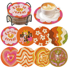 Load image into Gallery viewer, 6/8 Pcs Diamond Art Coasters Art Flower Cat Egg Heart Coasters Kit with Holder
