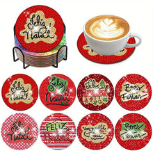 Load image into Gallery viewer, 6/8 Pcs Diamond Art Coasters Art Flower Cat Egg Heart Coasters Kit with Holder
