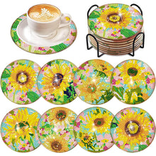 Load image into Gallery viewer, 6/8 Pcs Diamond Art Coasters Art Flower Cat Egg Heart Coasters Kit with Holder
