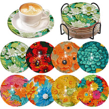 Load image into Gallery viewer, 6/8 Pcs Diamond Art Coasters Art Flower Cat Egg Heart Coasters Kit with Holder
