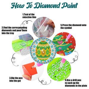 6/8 Pcs Diamond Art Coasters Art Flower Cat Egg Heart Coasters Kit with Holder